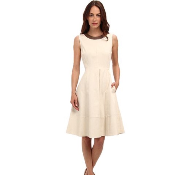 Kate Spade Leather Trim Flare Dress 0 - Picture 2 of 5